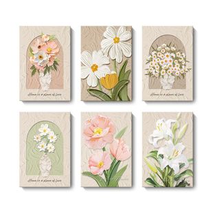 Cream style flower ins living room decorative painting dining room bedroom mural Apartment Hotel B & B painting framed frameless painting