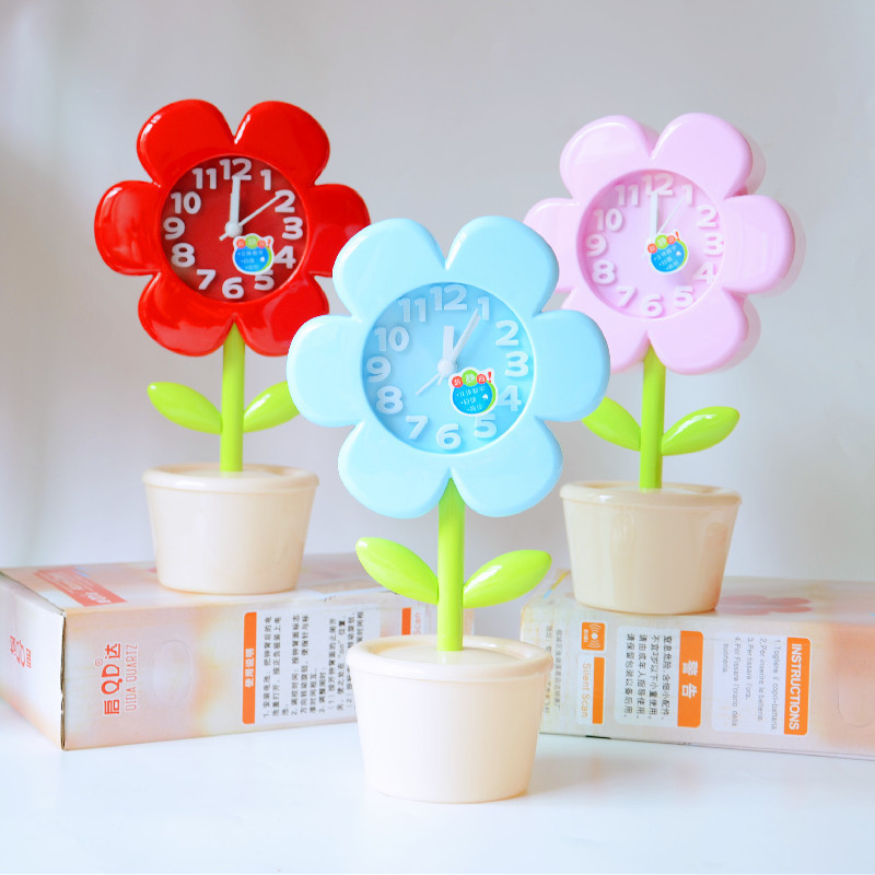 Creative flower clock student mute handmade decoration clock small alarm clock Yiwu in stock wholesale