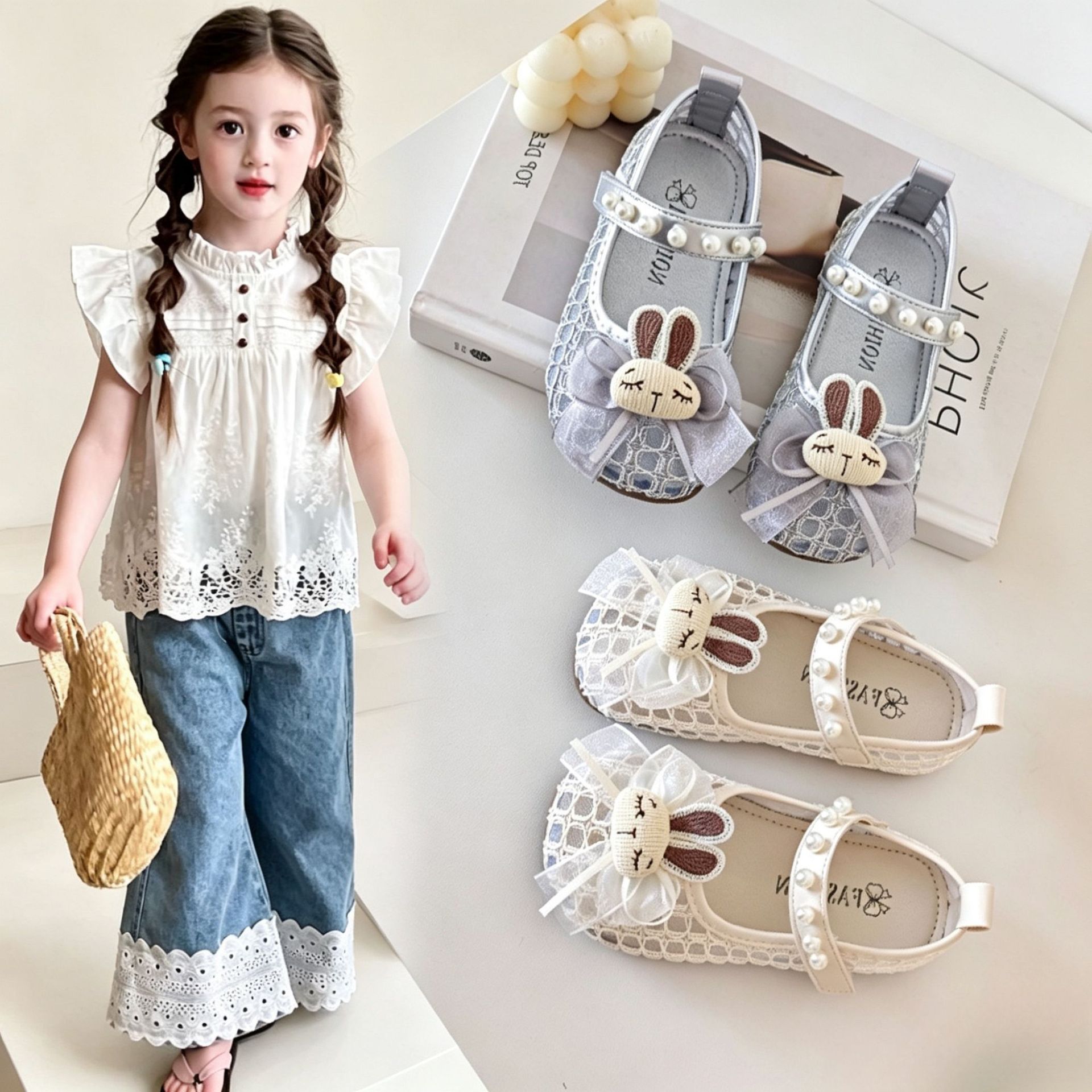 Zapatos de cuero transpirables para niños primavera y verano nuevos zapatos de suela suave para niños huecos zapatos de princesa coreana para niñas image 1