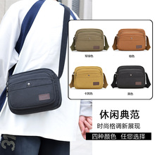 新款大容量轻便帆布包单肩斜跨包男士跨境简约零钱包休闲背包批发