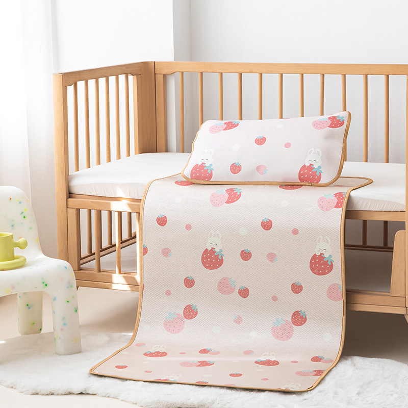 Baby's Summer Mat Baby's Small Bed Ice Silk Mat Kindergarten Nap Mat Summer Double-Sided Children's Rattan Mat Double-Sided Mat