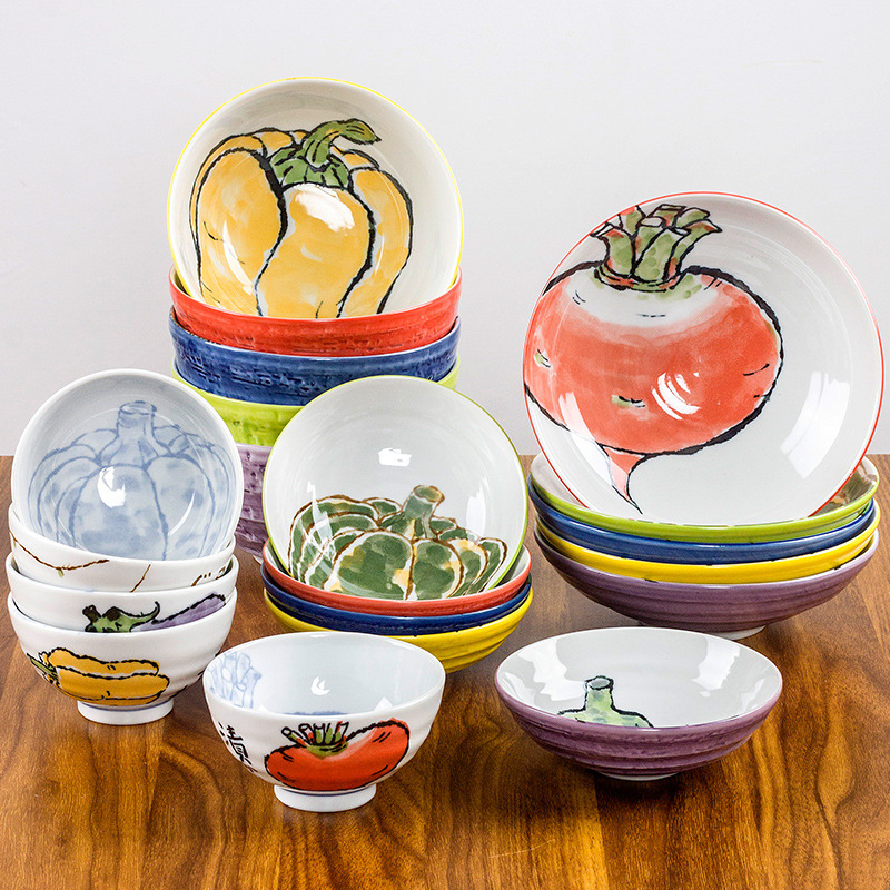 Japanese Imported Ceramic Rice Bowl Noodle Bowl Japanese Style Japanese Style Wind Large Bowl Vegetable Bowl Cute Small Bowl Carrot Bowl