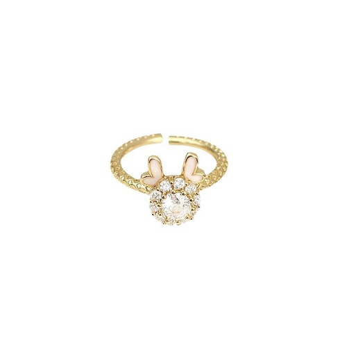 Korean version micro-set zirconia ring for women, light luxury, high-end, niche couple's matching rings, adjustable opening, pearl index finger ring