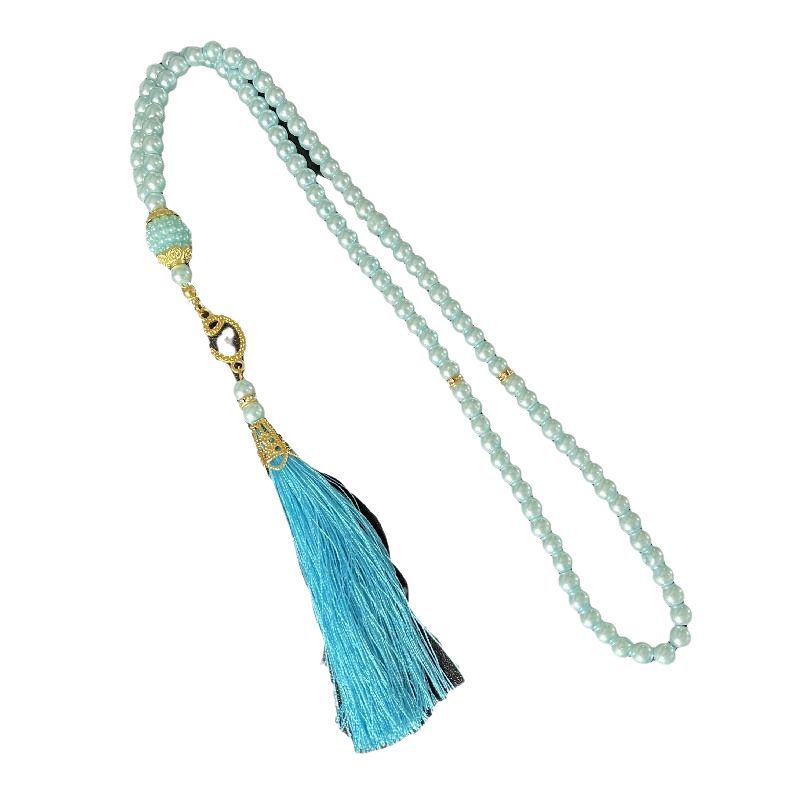 Rosario musulmán 99 espigas de perlas de imitación de vidrio de 6 millas de adoración musulmana TASBIH Oriente Medio transfronterizo
