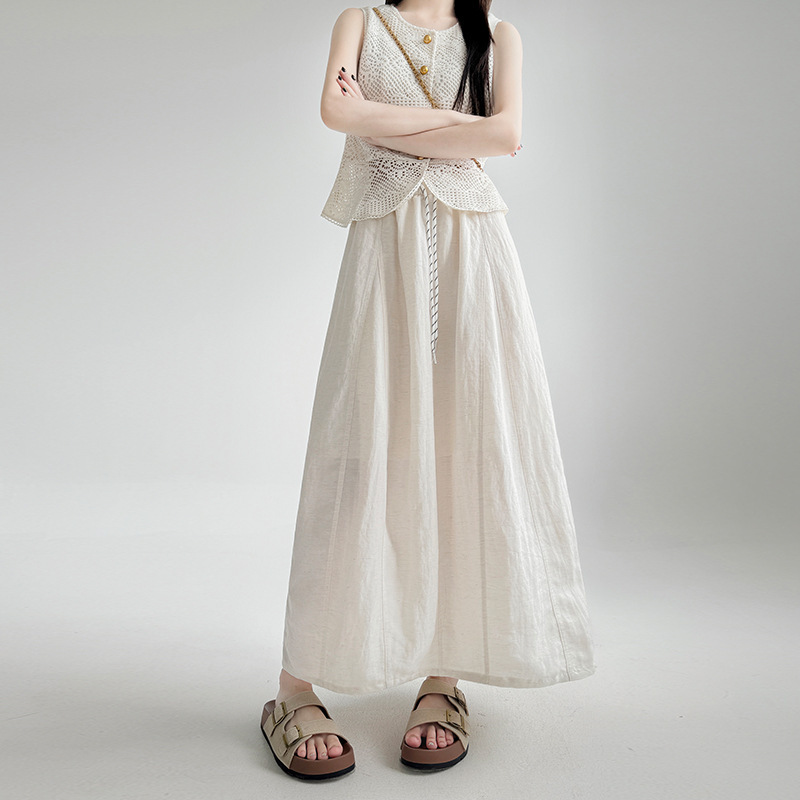 天丝莱赛尔亚麻半身裙女夏季新款显瘦垂感中长伞裙a字棉麻南瓜裙|undefined