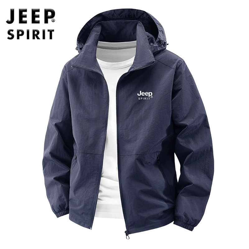 Мужская куртка JEEP 2025: осенне-зимняя тонкая куртка, повседневная свободная модель с капюшоном, мужская, 2583