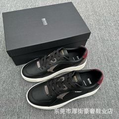 新款秋季男鞋休闲鞋系带头层牛皮透气厚底小白鞋跑步运动鞋低帮鞋