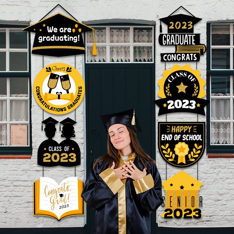 Transfronteriza nueva temporada de graduación puerta colgante 2023 graduación regalo compañeros fiesta decoraciones adornos colgantes