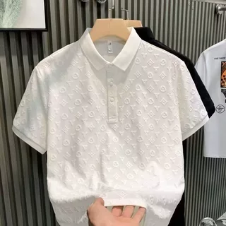 2025夏季新款时尚修身短袖POLO衫男士轻奢高档翻领半袖T恤衫男装
