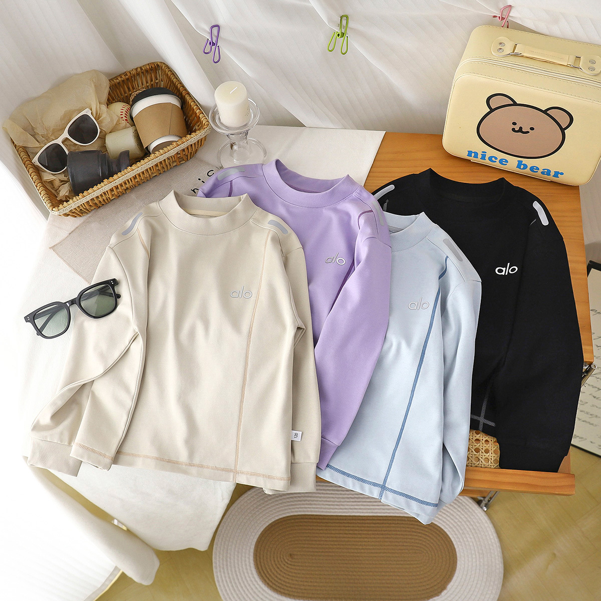 2025 New Autum Children's Clothing Alo Bottoming Shirt Boys and Girls Tops T-Shirt Round Neck Long Sleeve Pure Color Autum Clothing Wholesale