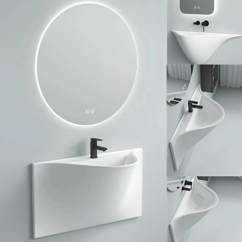 Ceramic Wall-Mounted Integrated Wash Basin Creative Club Flying Saucer Special-Shaped Art Basin Hotel Wash Basin Wash Basin