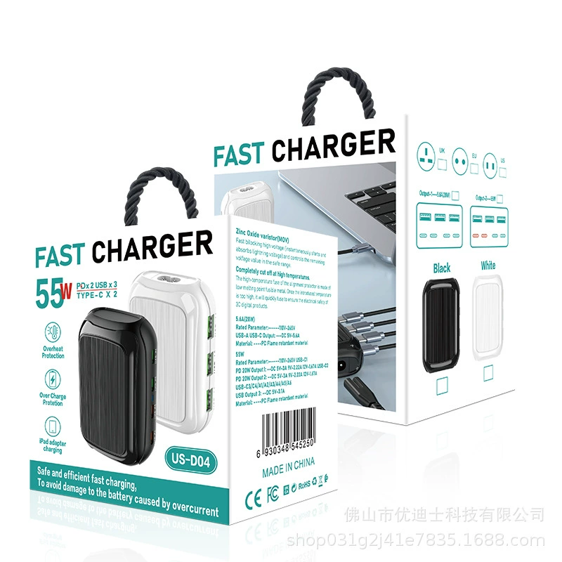 USB-ответвитель AliExpress с несколькими слотами для быстрой зарядки PD55W, шнур питания для ноутбука, мобильного телефона, переходник type-c, удлинитель