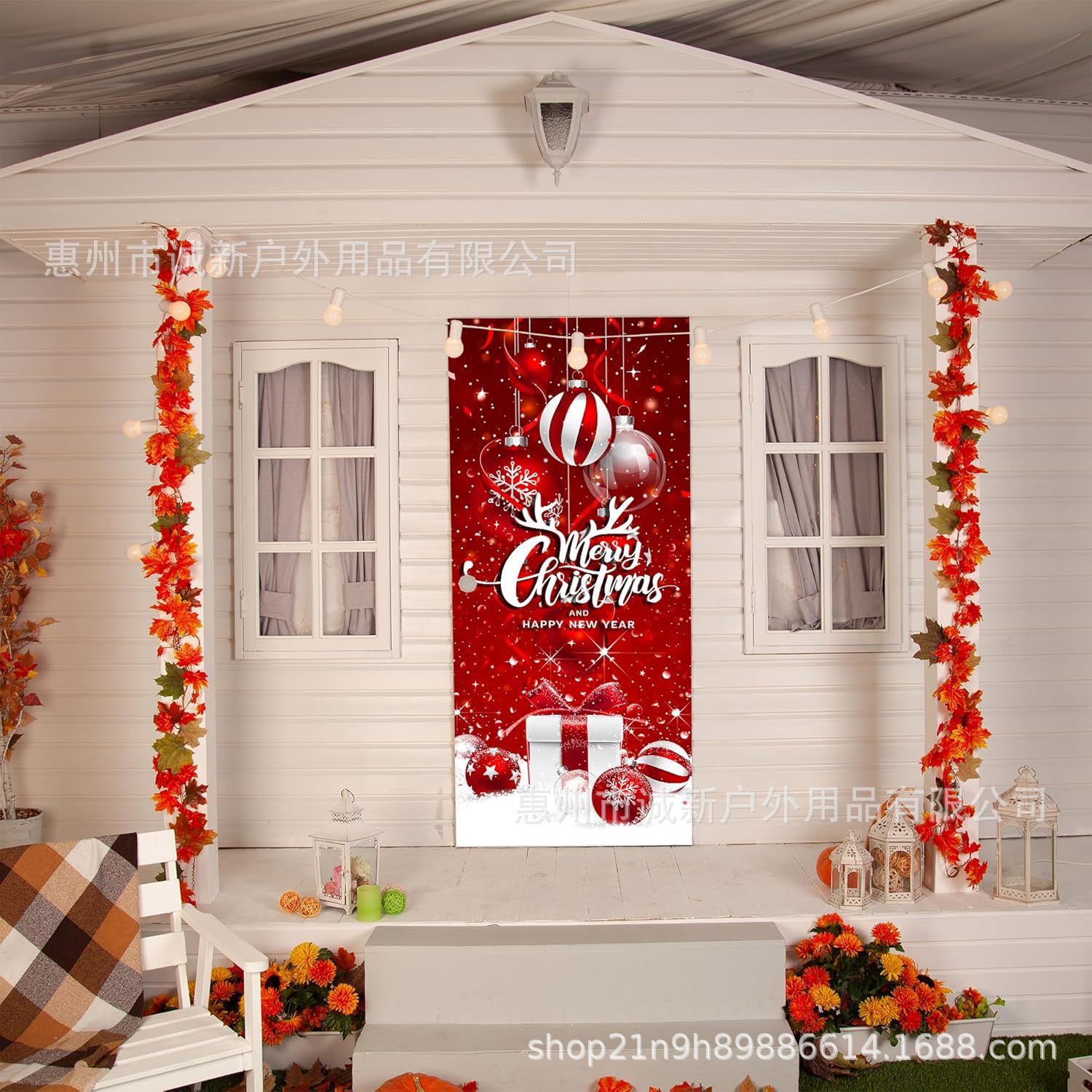 Amazon crossover nueva cubierta de puerta de Navidad cubierta de puerta de Santa Claus fiesta festiva ambiente tela de fondo al por mayor