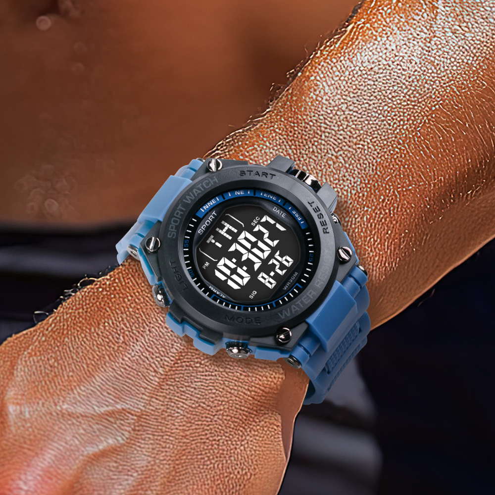 Reloj electrónico de deportes de estudiantes de secundaria y secundaria transfronterizos de gran dial personalizado alarma de luz nocturna al aire libre reloj electrónico