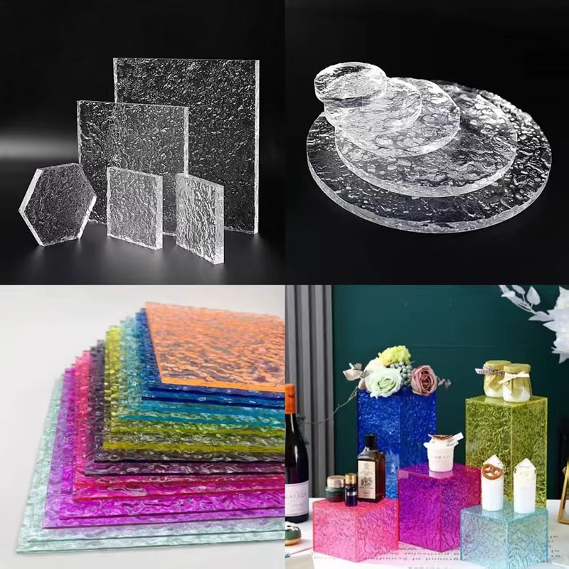 石头纹亚克力板透明彩色水波纹盒圆形隔断塑料挡板屏风装饰板加工