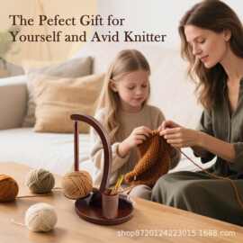 木制可旋转线轴架家用磁吸手工编织毛线架木制毛线轴转动架