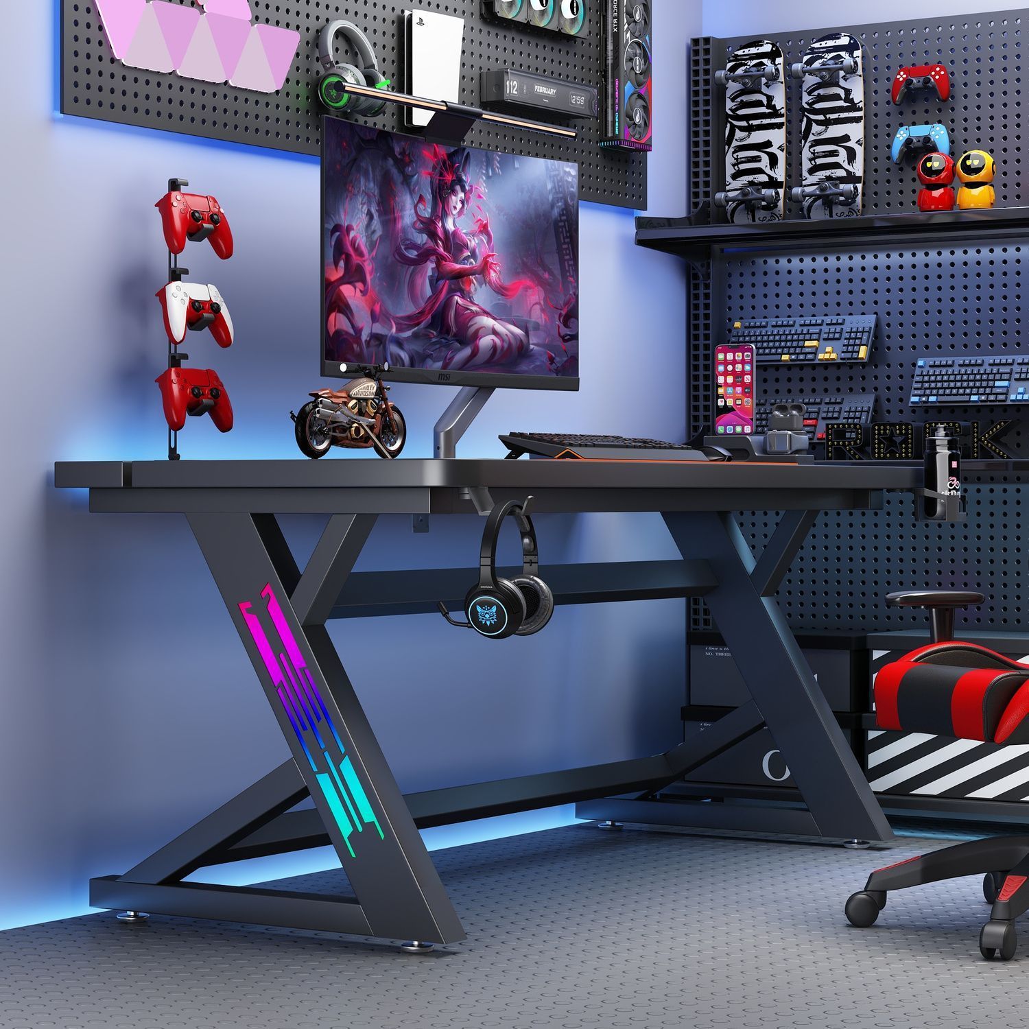 S3 New E-Sports Table Desktop Computer Table Game Home Desk Bedroom Table Simple Carbon Fiber Desk