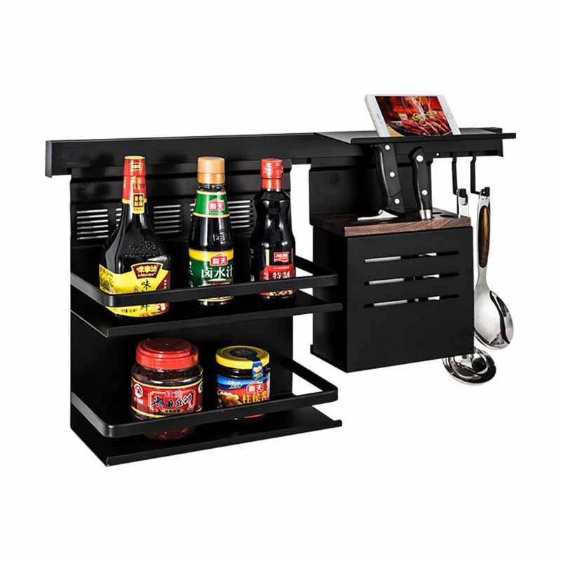 Yonghong manufacturing aluminum alloy detachable double layer spice rack with wall mounting rod