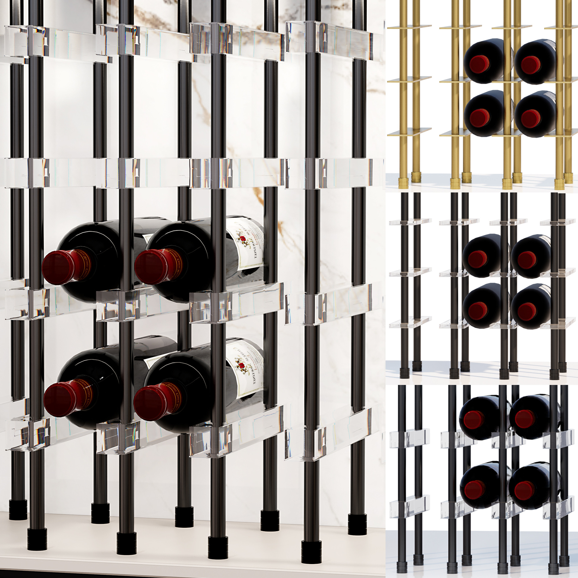 Aluminum Alloy Acrylic Wine Rack Multi-Layer Wine Rack Home Bar Creative Storage Rack Modern Simple Wine Cabinet Decoration