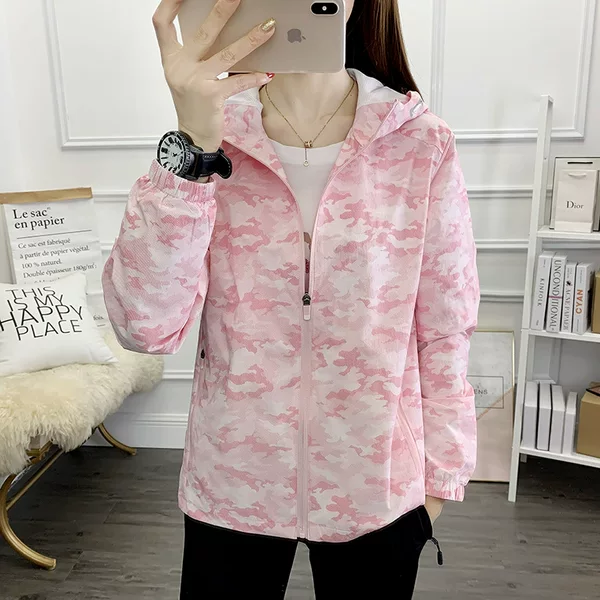 2025 New Outdoor Spring and Autumn Women's Camouflage Hooded Jacket Women's Sports Jacket Women's Popular Breathable Windbreaker