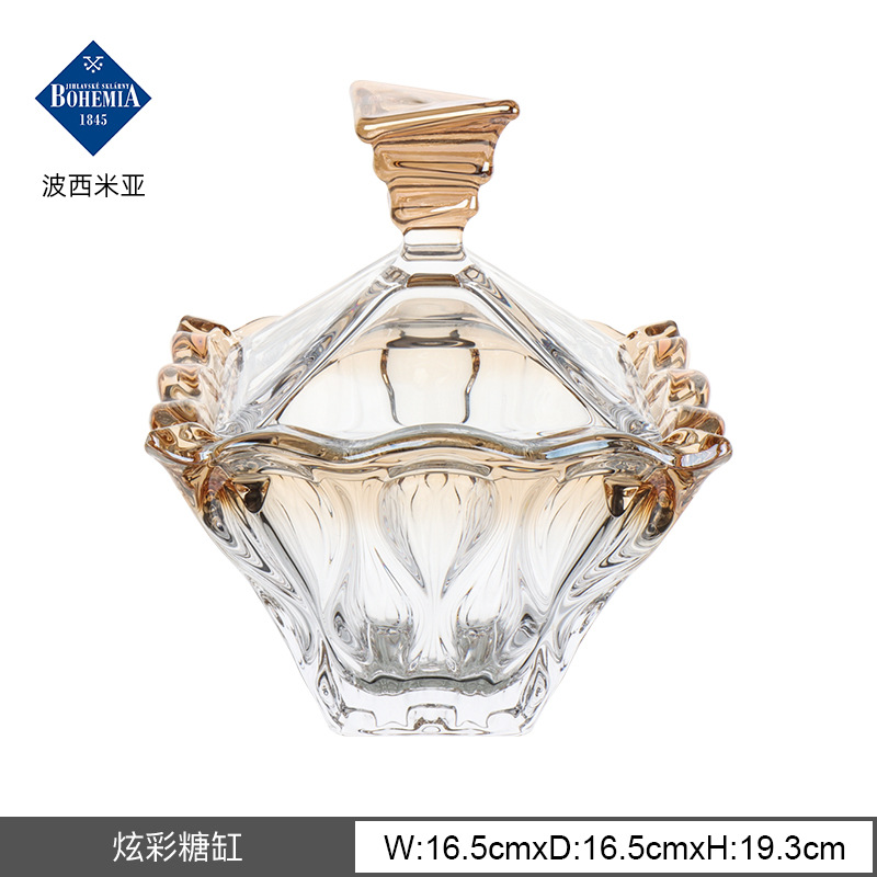 Frutero de cristal importado de la República Checa, frutero de estilo europeo, recipiente de cristal para frutas y aperitivos, frutero de color ámbar para frutas secas, estilo bohemio. image 10
