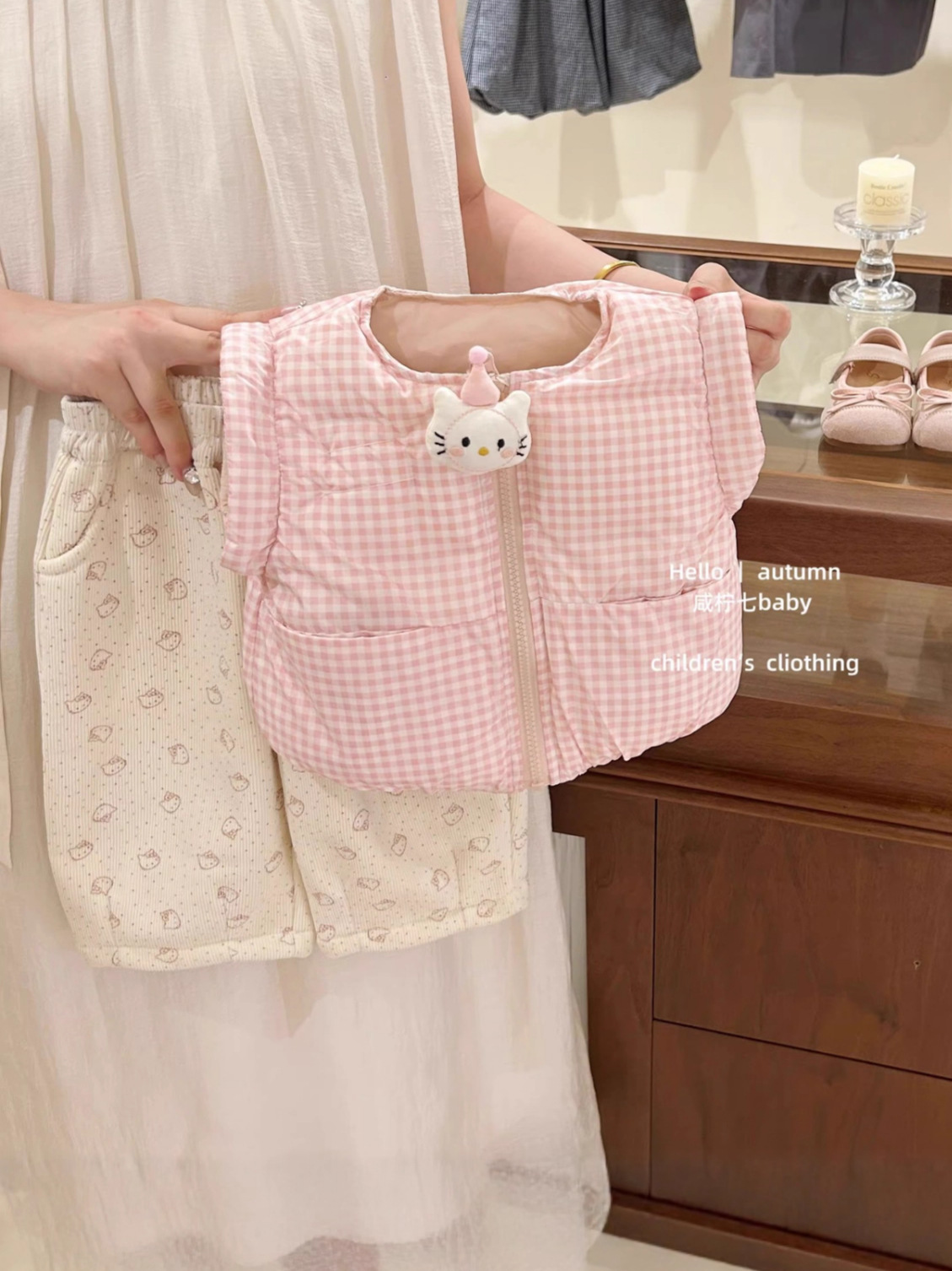 Niñas calentamiento chaleco de algodón doble cara para vestir otoño y invierno para niños chaleco de hombro chaleco chaqueta de dos piezas