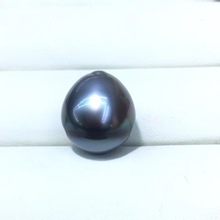 天然海水大溪地黑珍珠14-15mm近圆强光微瑕
