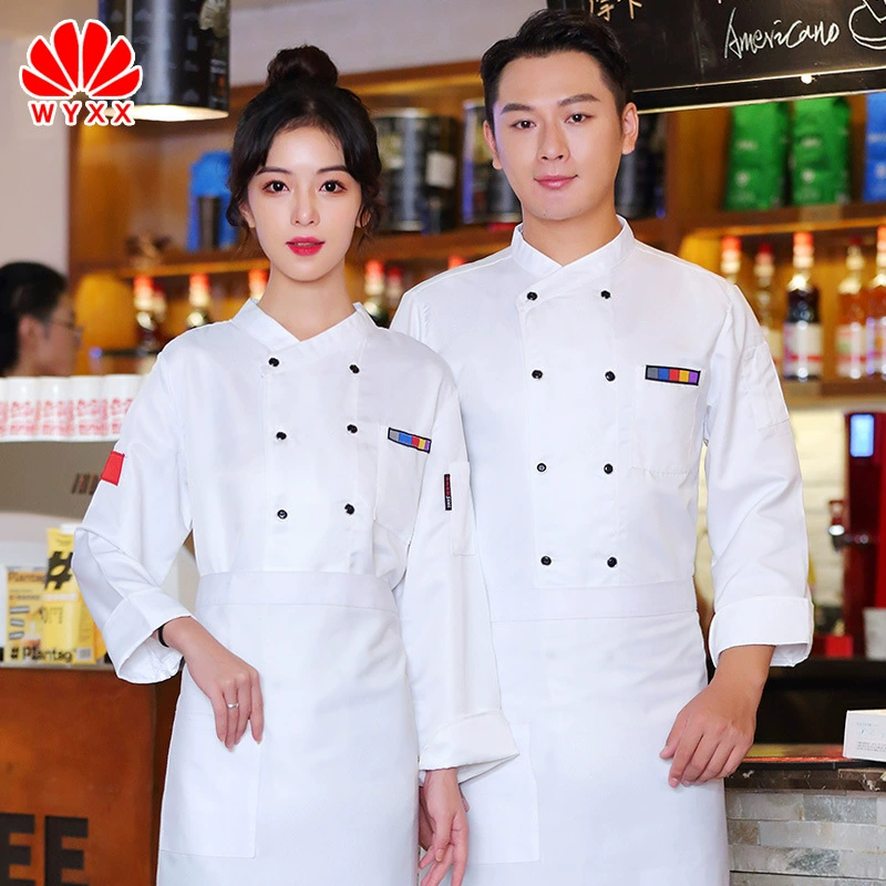 Высококачественная рабочая одежда шеф-повара отеля, мужская и женская одежда для выпечки торта с длинными рукавами, кухня, кейтеринг, столовая, одежда шеф-повара, осенне-зимняя одежда