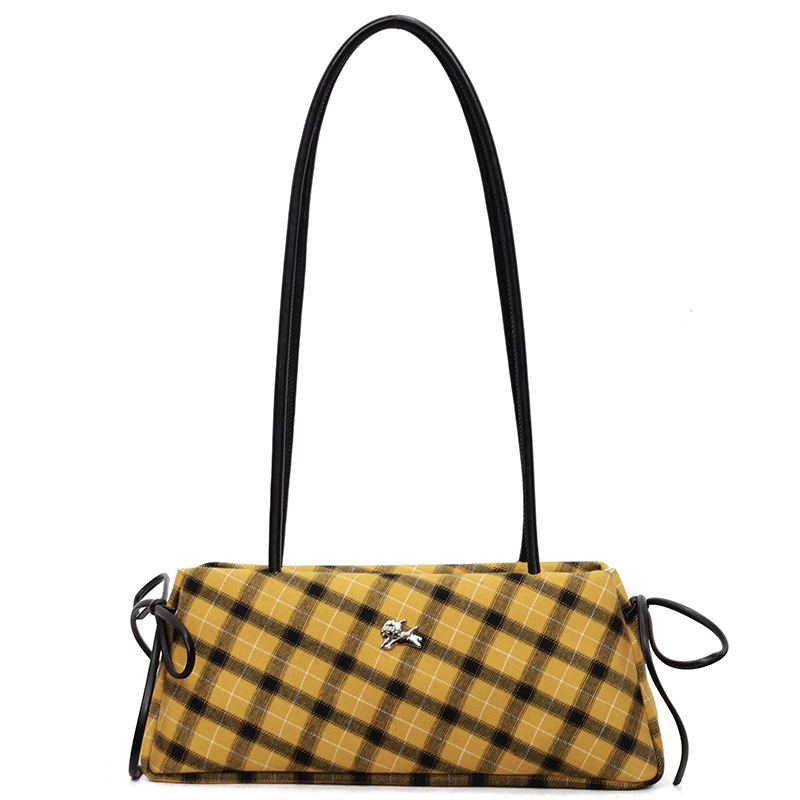 Niche Plaid Women's Shoulder Underarm Bag 2026 New Arrival Handheld Mini Tote Bag Commuter Baguette Fabric Bag - Thumbnail 5