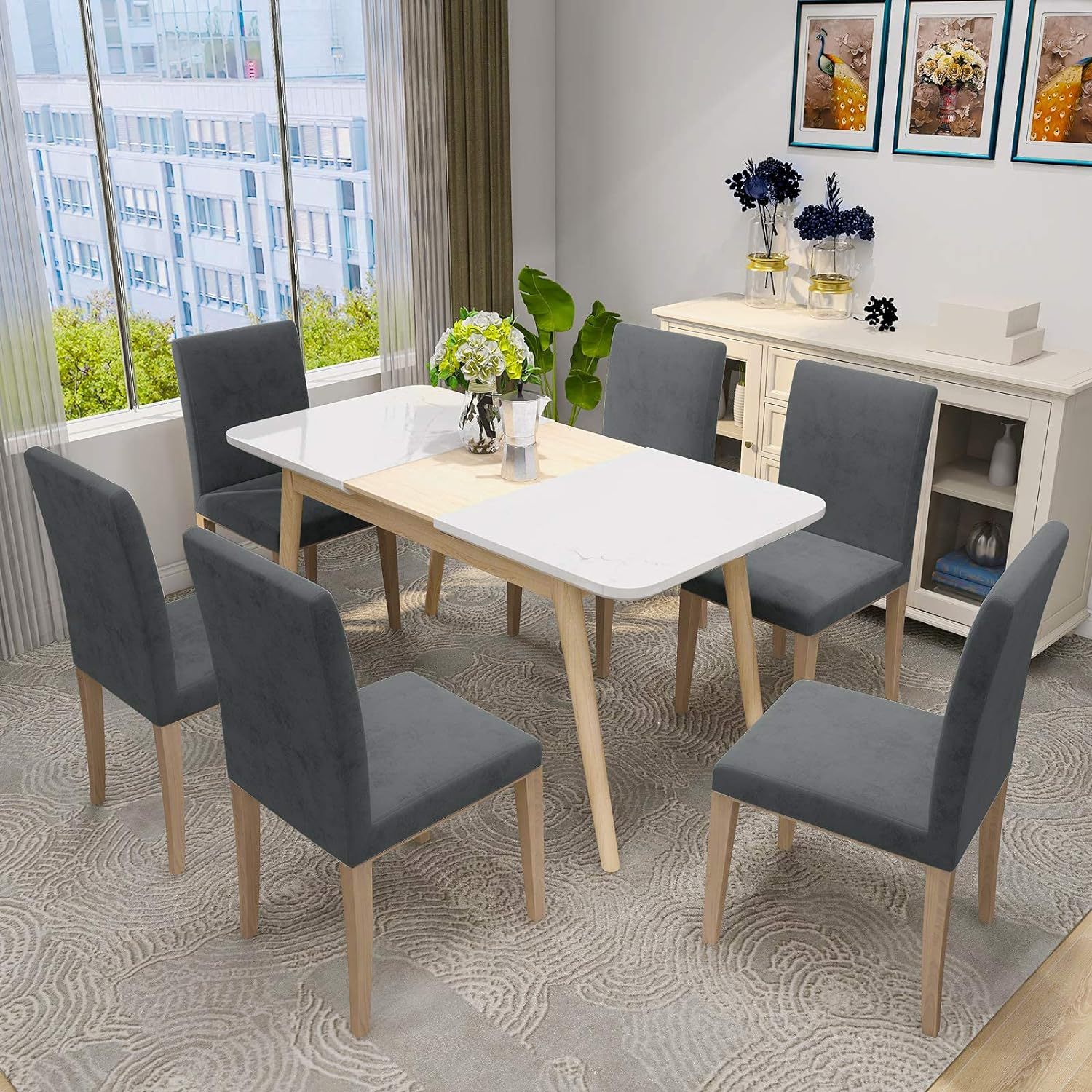 Cross-border velvet chair cover thickened solid color chair cover elastic all-inclusive chair cover dining room hotel home dining table chair cover_voghion.com