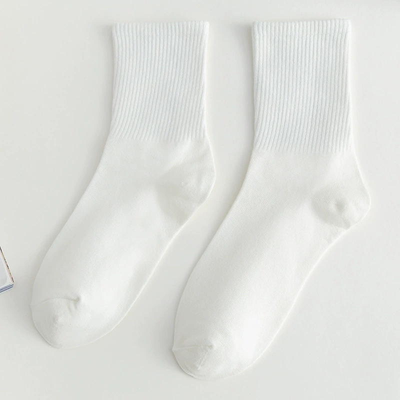 Mid-Length Socks (Tide) — White princess style, universal CN36–43, 6-pattern set