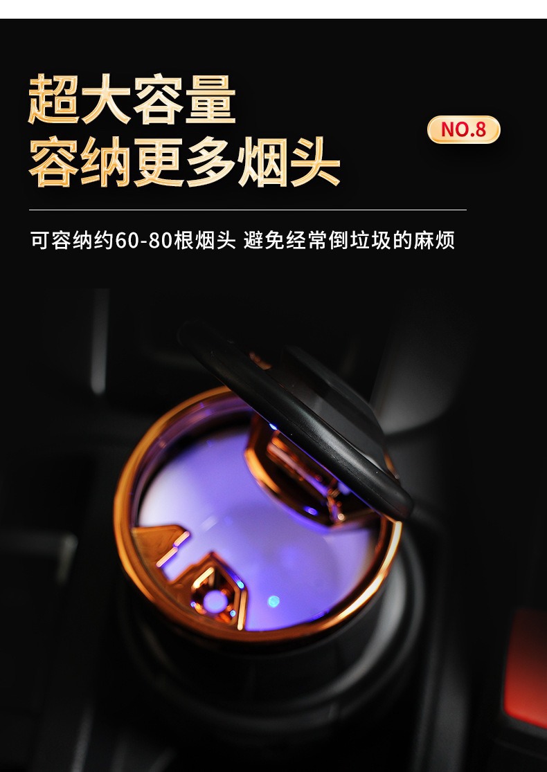 Creative and personalized car ashtray with cover and LED light, suitable for both car and home use, universal ceramic ashtray