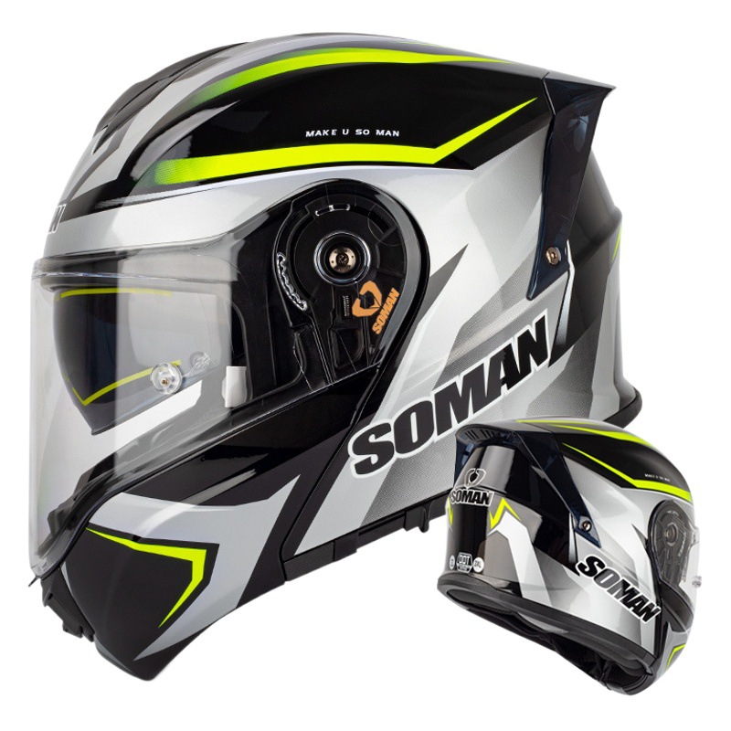 Nuevo SOMAN motocicleta casco de carreras de doble lente casco de exposición casco de equitación Cuatro Estaciones de la motocicleta circunferencia de la cabeza grande 965