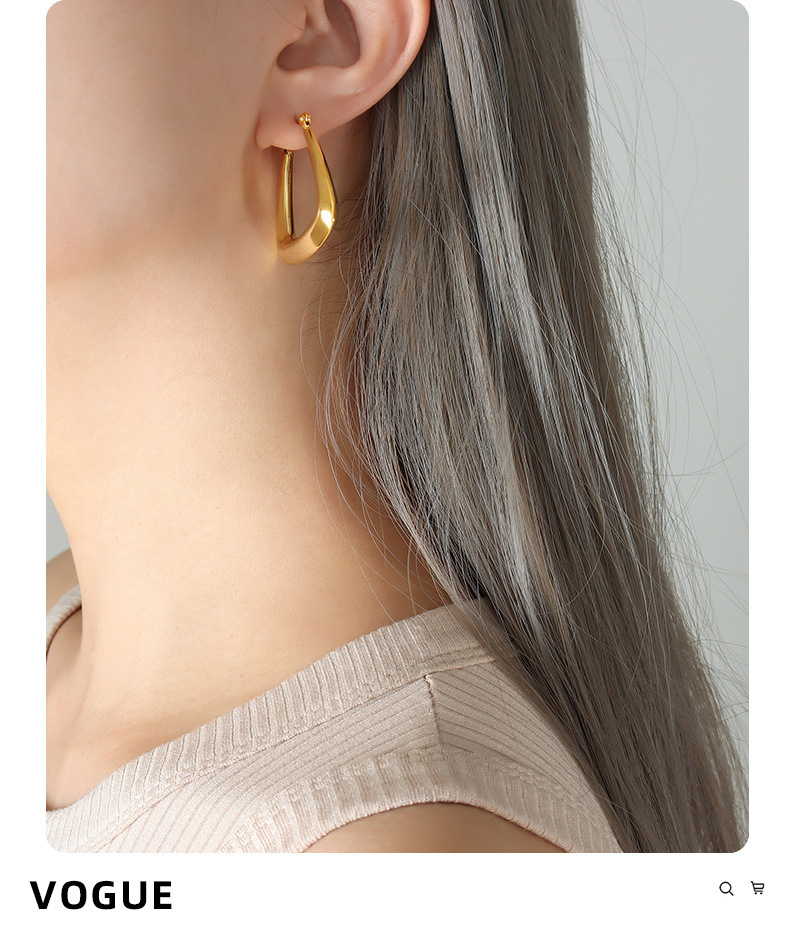 Hoop Earrings Classification 18K Gold Plating Color PVD Coated Real Gold Plated 18K Gold Solid Color 304 Stainless Steel Simple Style Waterproof Non Tarnish Hoop Earrings