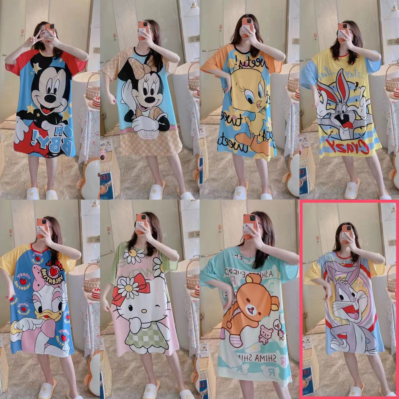 Una variedad de 2023 verano Comercio exterior falda cultural de manga corta suelta grasa más tamaño camisón de dibujos animados ropa para el hogar ventas directas de la fábrica