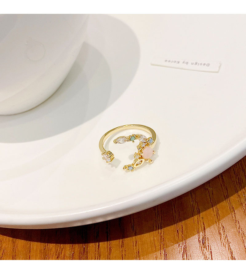 Fashion Irregular Copper Plating Inlay Zircon Open Ring 1 Piece