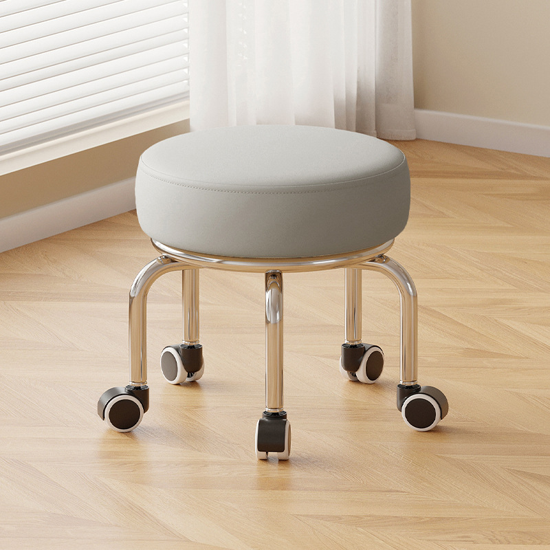 Polia doméstica taburete bajo rueda universal pequeño taburete silencioso rotativo taburete redondo móvil con artefacto moderno y simple