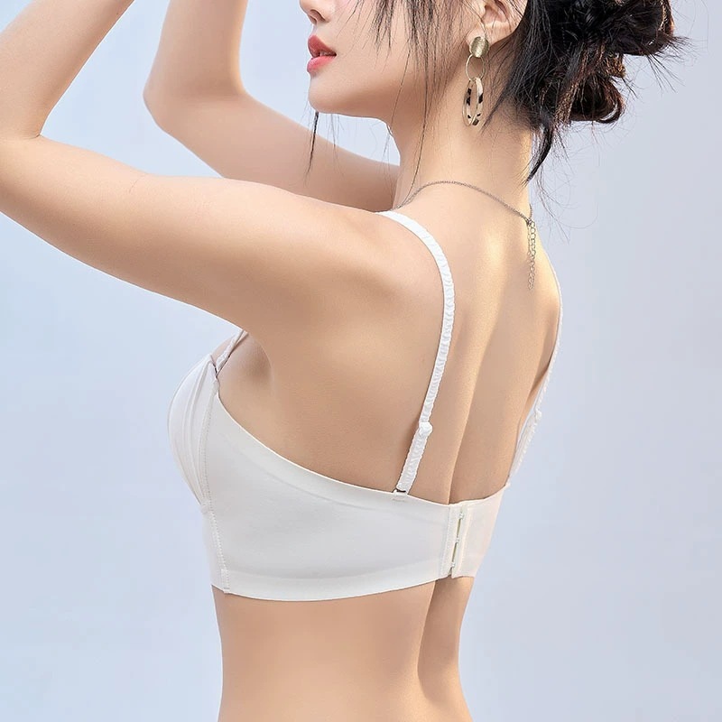 夏季薄款无肩带无痕内衣少女抹胸小胸防走光聚拢一体杯无钢圈文胸|undefined