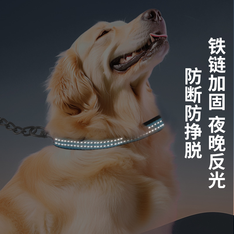 Cadena de perro de acero inoxidable Cuerda de tracción Cadena de hierro anti-mordedura Golden Retriever Cuerda de perro mediano y grande Cuerda de tracción de perro al por mayor