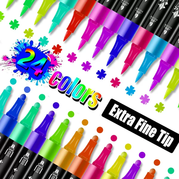 Acrylic Mark Pen Doodle Head Cross-border Explosions Double Head Stackable Water-based Acrylic Pen Color Pigment Brush