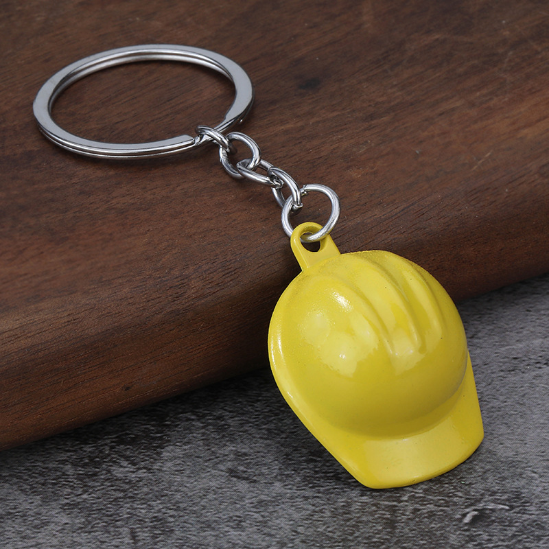 Fabricantes transfronterizos directos creativos de simulación acrílica 2D casco llavero de sitio de construcción llavero colgante regalo