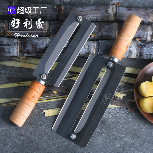 Yangjiang wholesale high carbon steel sugar cane knife large sharp pineapple knife thickened peeler wooden handle sugar cane peeling knife