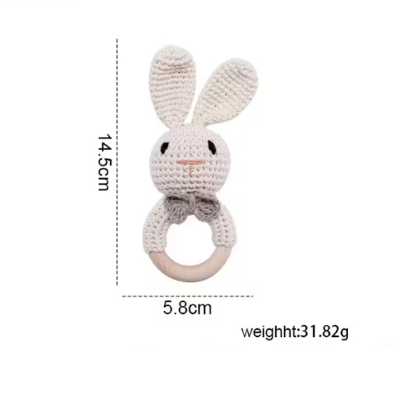 Bebé crochet jingle madera ganchillo hecho a mano conejito sonajero juguete sonajero bebé juguete Baoan