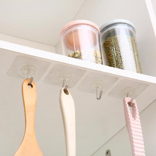 Transparent Seamless Hooks Strong Hooks Magic Seamless Nail-free Adhesive Hooks Bathroom Kitchen Household Plastic Hooks