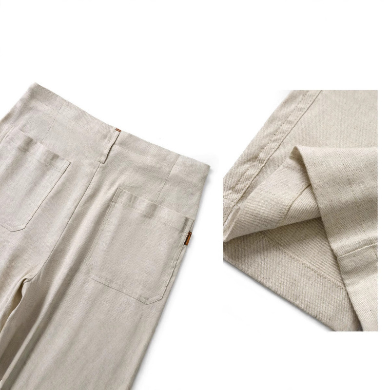 軽くて高級なキャビネット商品！麻繊維混紡涼しく通気性のある夏の新しいメンズハイエンドストレートコットンとリネンのカジュアルパンツ|undefined