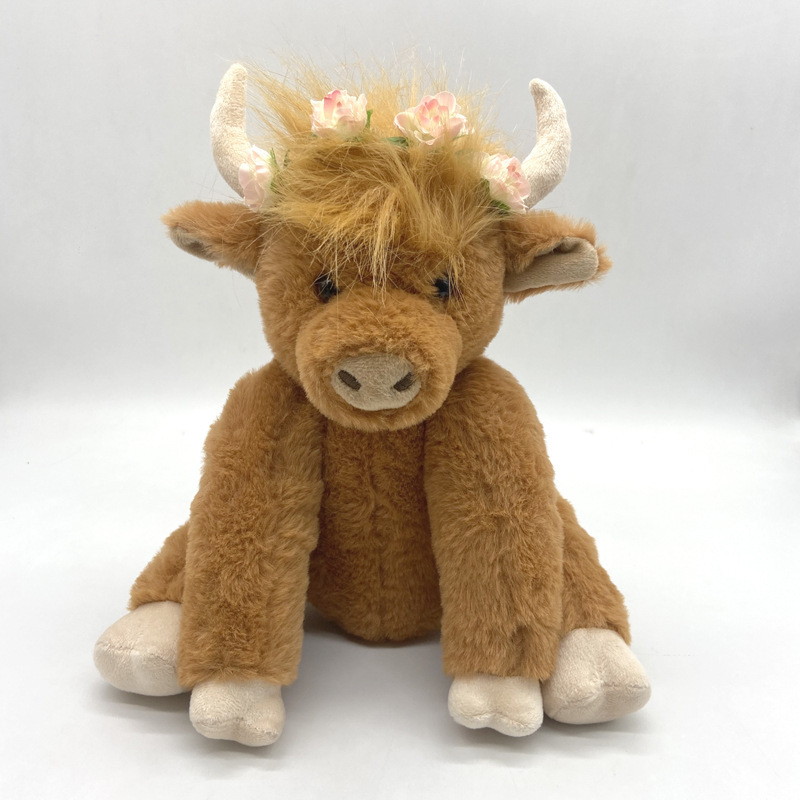 Cross-border Highland Cow Simulation Scottish Highland Cattle Joint Activity Plush Doll Long Hair Voice Yak