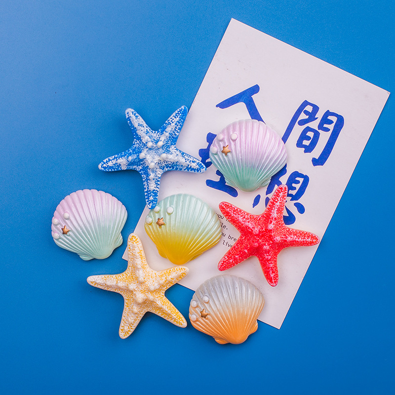 かわいい海洋風貝殻海星樹脂冷蔵庫貼り立体磁気貼り鉄石洞板装飾磁気貼り|undefined