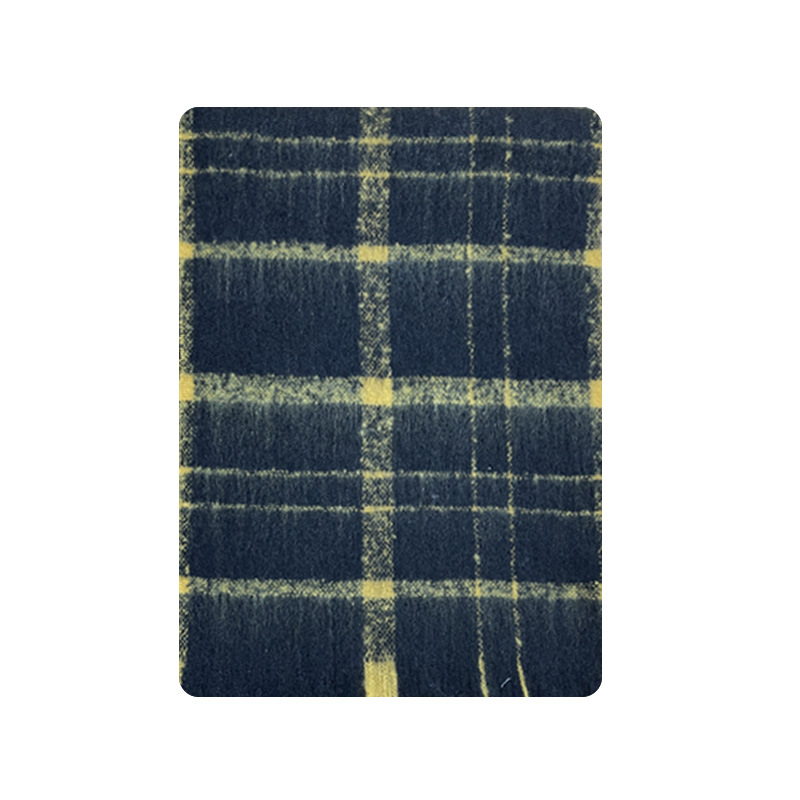 Bufanda de rayas con contraste de colores de ambiente americano para otoño e invierno, capa de borde de lana suave para mujer y capa con pechera a cuadros de color a juego._voghion.com