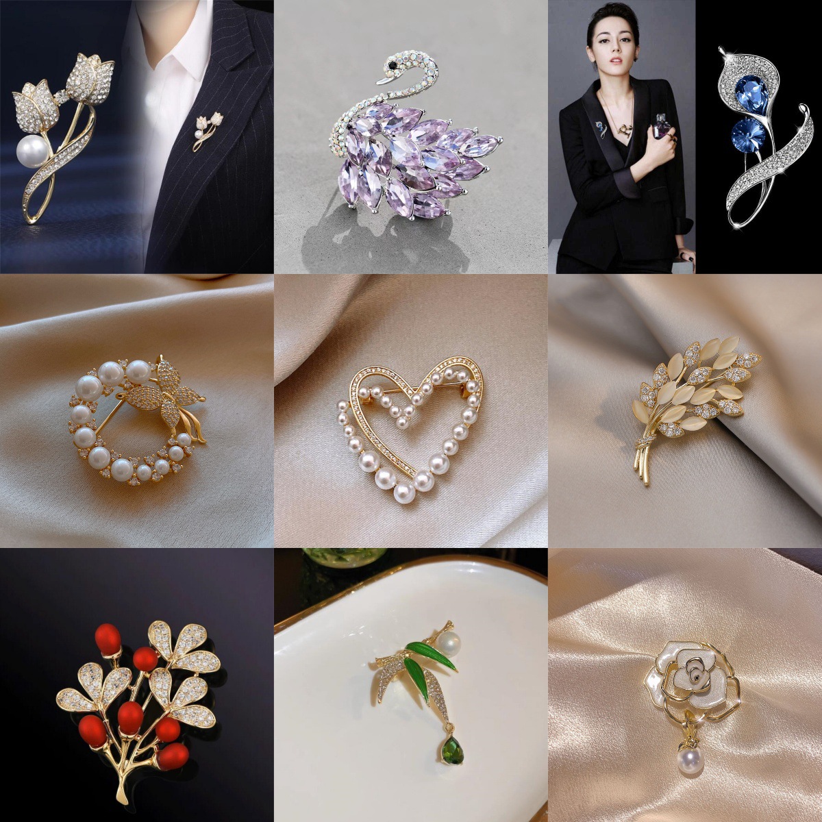high quality fashion sense niche three-dimensional camellia pearl brooch high-end women's suit jacket pin autumn and winter accessories