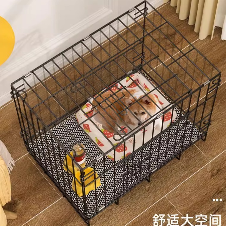 狗笼子小型犬室内折叠带厕所泰迪比熊中型犬柯基边牧宠物笼子狗窝|undefined